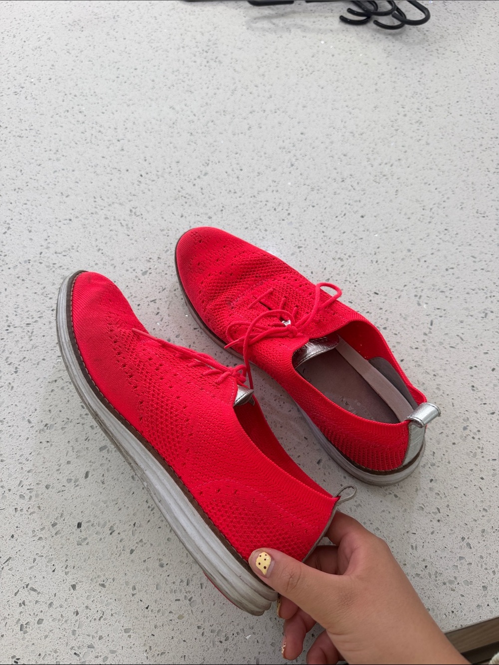 Cole Haan Bright Red Knit Lace-Up Sneakers